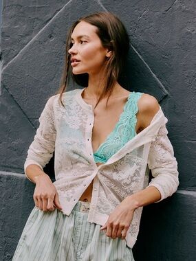 Free People Ivory Lace Cardigan